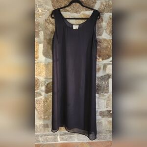 Coldwater Creek Size W18 Black Sheath Dress Long Maxi Sheer Overlay *Flaws*